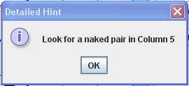 Sudoku Solver detailed hint example