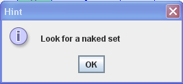 Sudoku Solver hint example